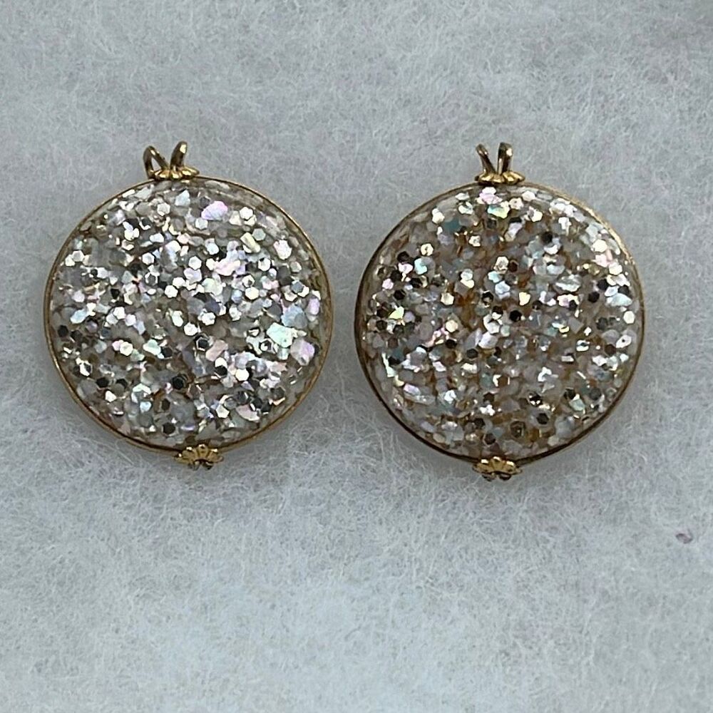 Vintage Castlecraft confetti earrings gold filled wires.
